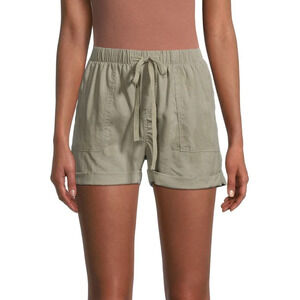 OAT Women's Tencel Drawstring High-Waisted Cuffed Shorts Dark Green XL. $49 NWT